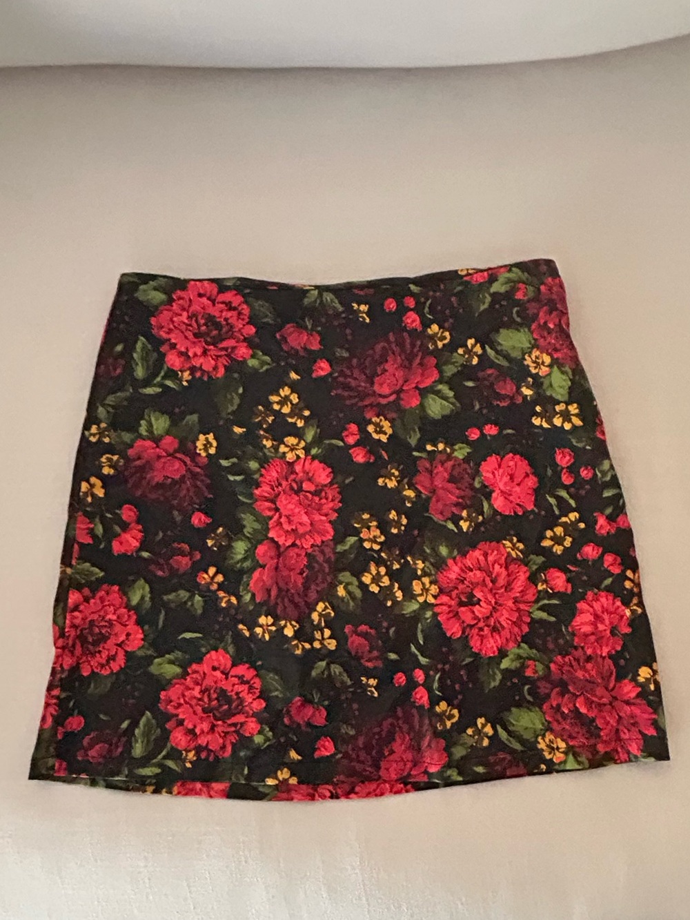 Forever 21 Black Mini Skirt with Red Floral Print